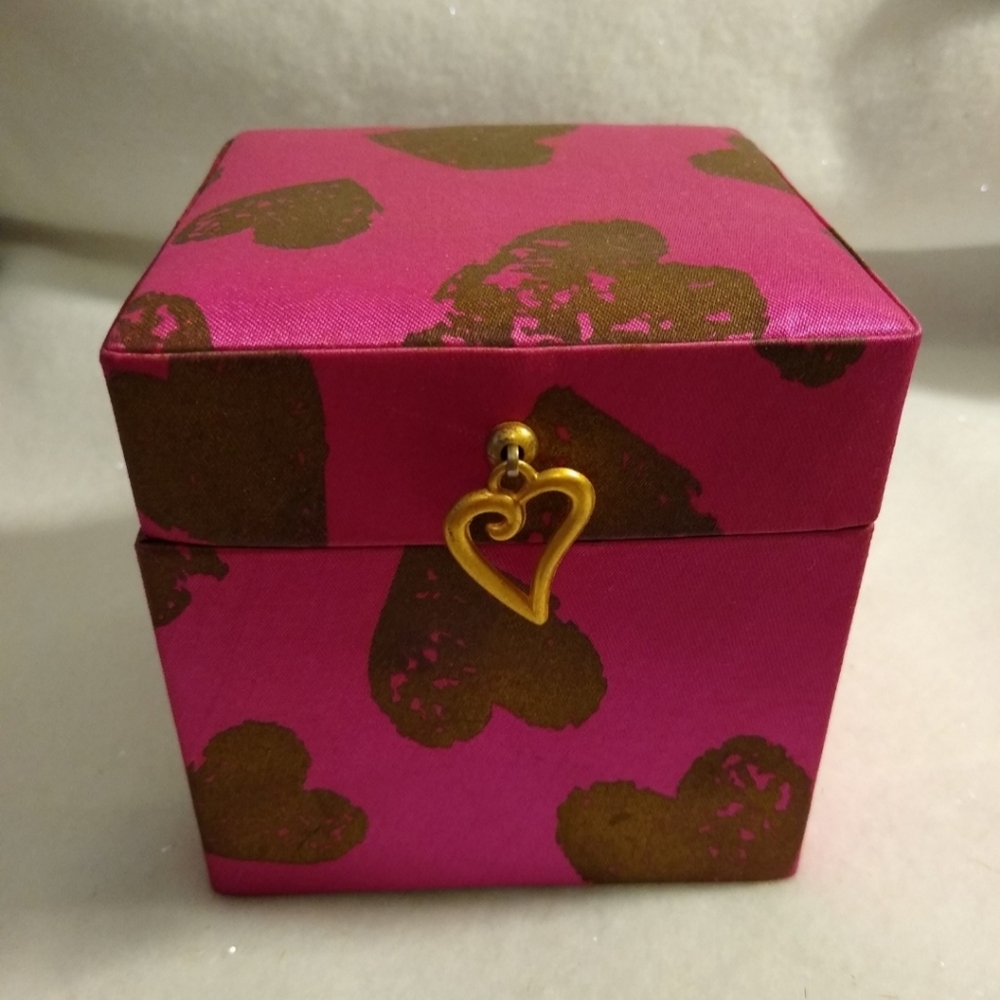 Victoria Secret Gold Pink here satin gift box